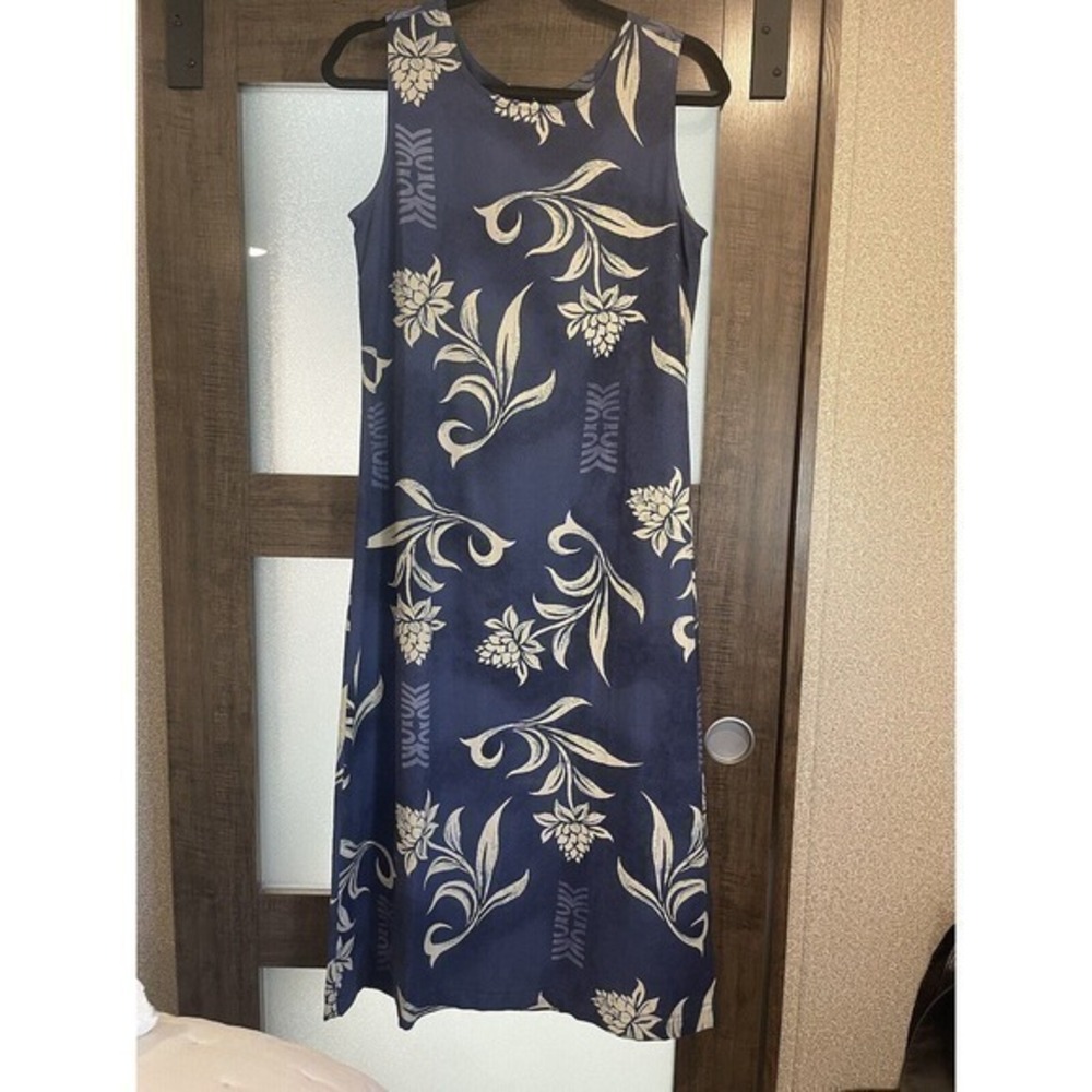 True Grit Women’s Dress Small Blue 100% Silk Midi Sleeveless Dress‎